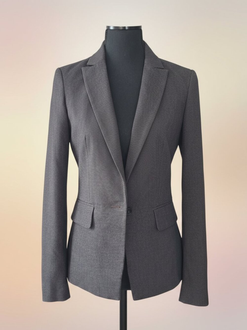 RW&Co. Technical Suiting Charcoal Stretch Blazer | Blush Lining | Size 0